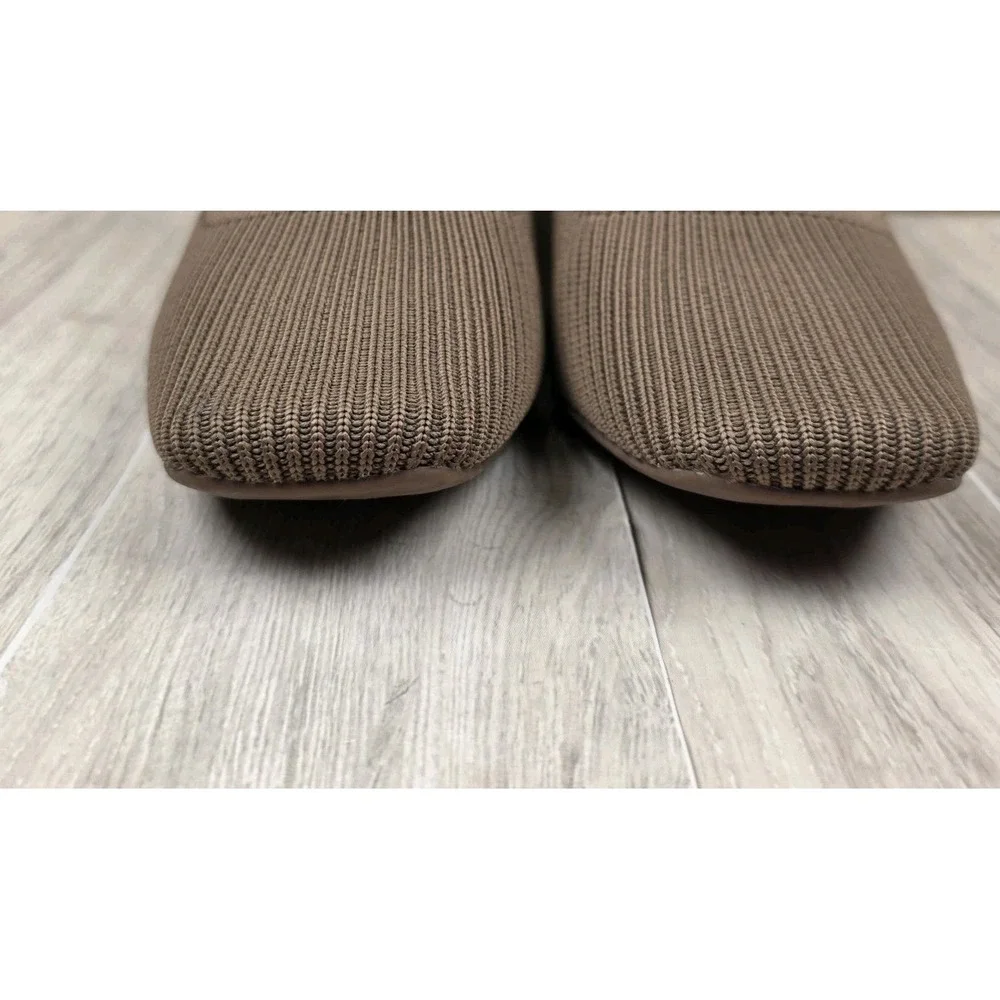 Vivaia Margot Brown Square Toe Knit Wedge Heels Pumps Women's Size EU 37 US 6.5